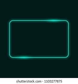 Neon frame on dark green background, vector illustration.