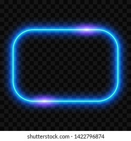 Neon frame on transparent background, vector illustration.
