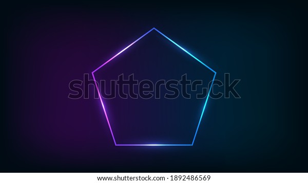 Neon\
frame in pentagon form with shining effects on dark background.\
Empty glowing techno backdrop. Vector\
illustration.