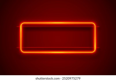 Neon frame, red lamp, black background, line electric. Vector illustration