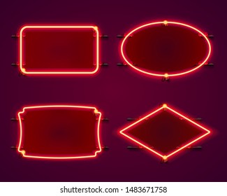 Neon frame set collection. template design element. Vector illustration
