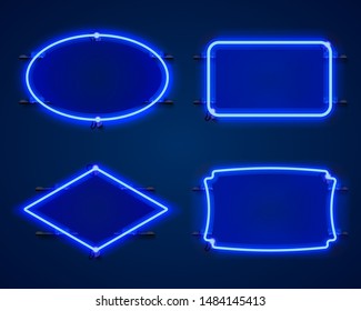 Neon frame set collection. template design element. Vector illustration