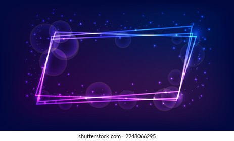 Neon frame with shining effects and sparkles on dark background. Empty glowing techno backdrop. Vector illustration - Shutterstock ID 2248066295