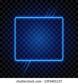 Neon frame, sign with lines on transparent background, vector illustration.