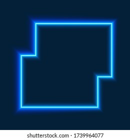 Neon frame, sign on dark blue background, vector illustration.