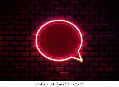 Neon frame sign in the shape of a chat. template design element. Vector illustration