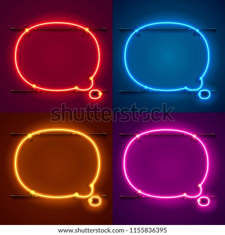 Neon frame sign in the shape of a chat. Set color. template design element. Vector illustration