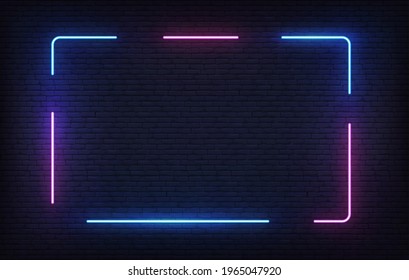 Plantilla de marco neón. Diseño de pancartas claras. Señal rectangular brillante de vectores