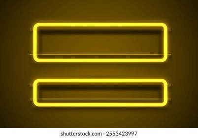 Neon frame, yellow lamp, black background, line electric. Vector illustration