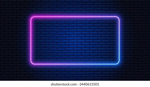 Neon frame for your design. Lights sign. abstract neon background for signboard or billboard. Geometric glow outline shape or laser glowing lines. Vector illustration.