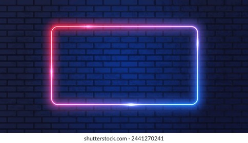 Neon frame for your design. Lights sign. abstract neon background for signboard or billboard. Geometric glow outline shape or laser glowing lines. Vector illustration.