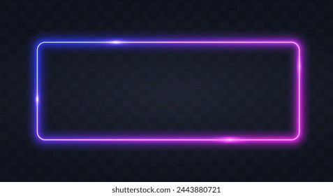 Neon frame for your design. Lights sign. abstract neon background for signboard or billboard. Geometric glow outline shape or laser glowing lines. Vector illustration.