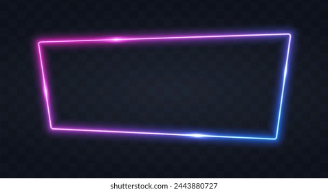 Neonrahmen für Ihr Design. Leuchtschild. Abstrakter Neonhintergrund für Schild oder Reklametafel. Geometrische Glühkonturform oder Laserglühlinien. Vektorgrafik.