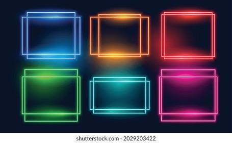 neon frames set of six in square and rectangle style