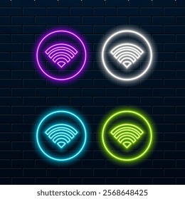 Neon free wifi sign collection. blue color.