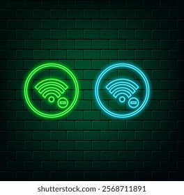 Neon free wifi sign collection green color..