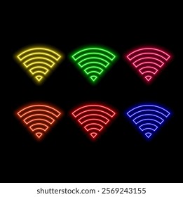 Neon free wifi sign collection. blue color.