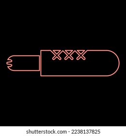 Neon french hot dog Fast food red color vector illustration image flat style light