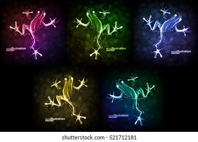 Neon frog, abstract lights vector backgrounds eps10