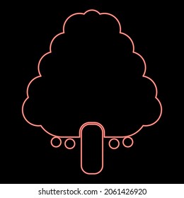 Ilustración vectorial de color rojo árbol de frutos neón imagen de luz de estilo plano