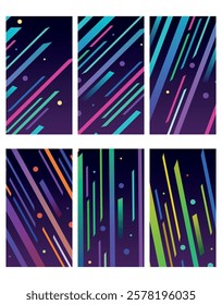 Neon Futuristic Abstract Backgrounds Set