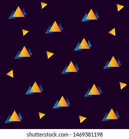 Neon and futuristic background with triangle. Vector printable image. illustration of yellow and blue gradient geometric object.