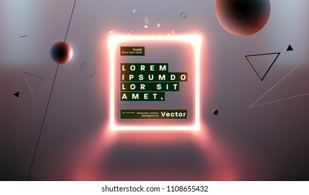 Neon futuristic glow background. Frame with geometric shapes. Eps10 vector illustration.