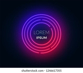 Neon futuristic round frame for text. Can be used as a background.