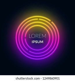 Neon futuristic round frame for text. Can be used as a background.