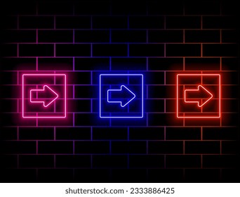 neon futuristic transfer arrow. Web commerce symbol. Mutual exchange of information isolated on blue background. green, red, yellow, pink, blue, orange