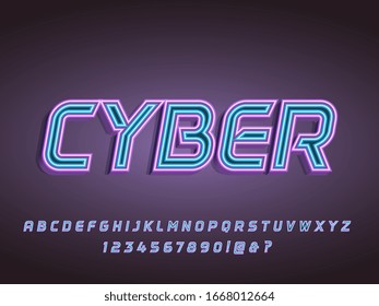 Neon Futurustic Cyberpunk Outline Glowing Light Text Effect