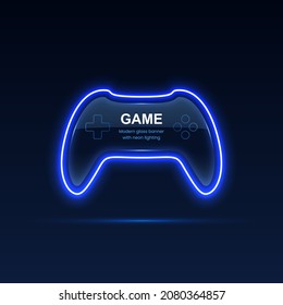 Neon game controller. Gaming gamepad. Vector eps10.