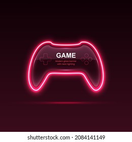 Neon game controller. Gaming gamepad. Vector eps10.