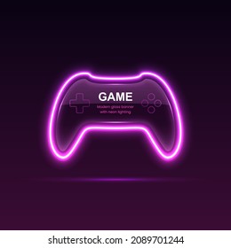 Neon game controller. Gaming gamepad. Vector eps10.