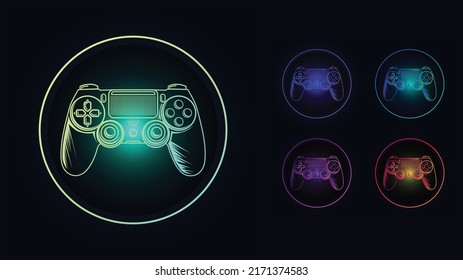 Neon Game Controllers or joystick modern vector background with Lighting Effect