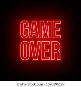 Neon game over green sign on dark background.