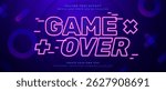 Neon game over text effect on dark purple background