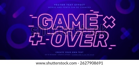 Neon game over text effect on dark purple background