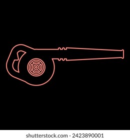 Neon gas blower air garden equipment petrol sweeping leaves device gasoline blast landscaper operating red color vector illustration image flat style