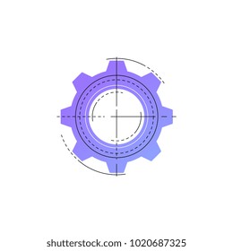 Icono de la línea vectorial del engranaje neón aislado en fondo blanco. Icono de línea de engranaje para infografía, sitio web o aplicación.