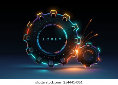 Neon gears with sparks effect