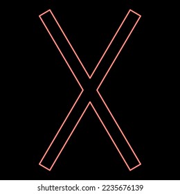 Neon gebo rune Gift talent sign red color vector illustration image flat style light