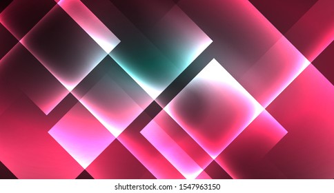 Neon geometric abstract background in hipster style on light background. Space retro design. Color geometric pattern. Square shape abstract background. Modern geometric texture.