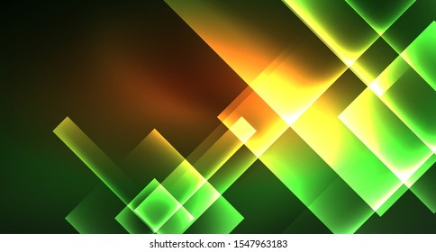 Neon-geometrischer abstrakter Hintergrund im Stile eines Hipsters auf hellem Hintergrund. Space Retro Design. Farbgeometrisches Muster. Quadratischer, abstrakter Hintergrund. Moderne geometrische Struktur.