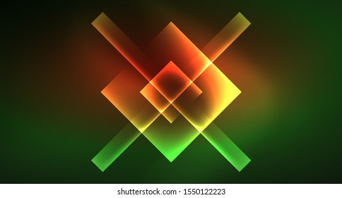 Neon geometric abstract background in hipster style on light background. Space retro design. Color geometric pattern. Square shape abstract background. Modern geometric texture.