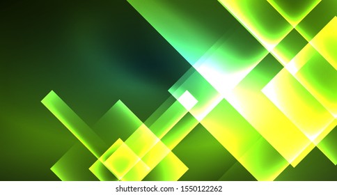 Neon geometric abstract background in hipster style on light background. Space retro design. Color geometric pattern. Square shape abstract background. Modern geometric texture.