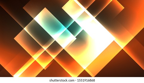 Neon geometric abstract background in hipster style on light background. Space retro design. Color geometric pattern. Square shape abstract background. Modern geometric texture.