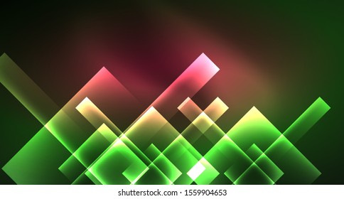 Neon geometric abstract background in hipster style on light background. Space retro design. Color geometric pattern. Square shape abstract background. Modern geometric texture.