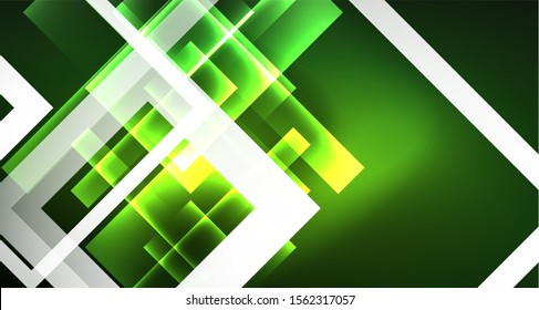 Neon geometric abstract background in hipster style on light background. Space retro design. Color geometric pattern. Square shape abstract background. Modern geometric texture.