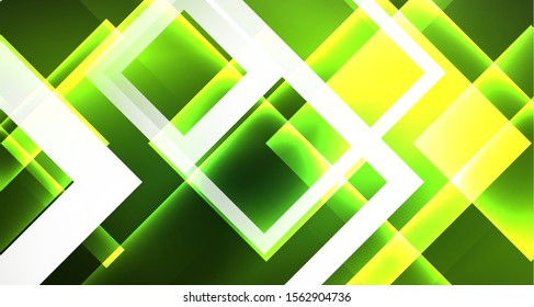 Neon geometric abstract background in hipster style on light background. Space retro design. Color geometric pattern. Square shape abstract background. Modern geometric texture.